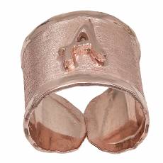 Ροζ επίχρυσο δαχτυλίδι 925 με μονόγραμμα Α 031368