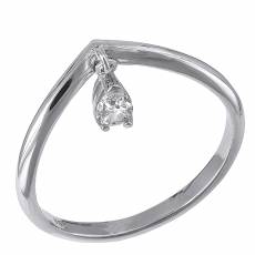 Δαχτυλίδι λευκόχρυσο Κ14 με κρεμαστή ζιργκόν πέτρα 031688