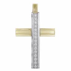 Γυναικείος σταυρός Κ14 δίχρωμος με ζιργκόν 031897
