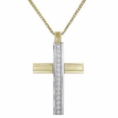 Γυναικείος σταυρός Κ14 με ζιργκόν σετ με αλυσίδα 031897C
