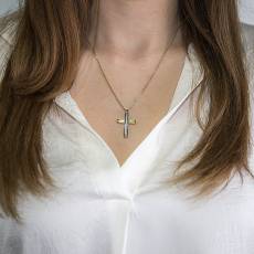 Γυναικείος σταυρός Κ14 με ζιργκόν σετ με αλυσίδα 031897C