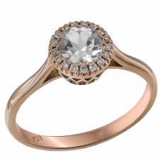 Ροζ gold δαχτυλίδι Κ18 στρόγγυλη ροζέτα με topaz 031950