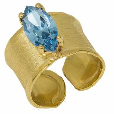 Επίχρυσο δαχτυλίδι 925 με μπλε ζιργκόν ναβέτα 032358