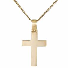 Βαπτιστικός σταυρός για αγόρι Κ14 χρυσός με αλυσίδα 032735C