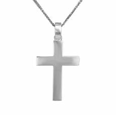 Βαπτιστικός σταυρός Κ14 λευκόχρυσος με αλυσίδα 032737C