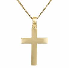 Ανδρικός σταυρός Κ14 χρυσός με αλυσίδα 032738C
