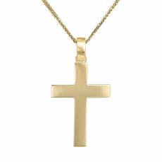 Χρυσός βαπτιστικός σταυρός Κ14 με αλυσίδα 032739C