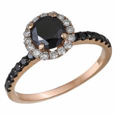 Ροζέτα δαχτυλίδι με μαύρα και λευκά διαμάντια Κ18 032934