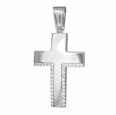 Λευκόχρυσος γυναικείος σταυρός Κ14 με ζιργκόν πέτρες 033216