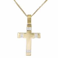 Χρυσός Βαπτιστικός Σταυρός 14Κ με Αλυσίδα 033255C