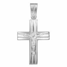 Βαπτιστικός σταυρός Κ14 λευκόχρυσος με τον Εσταυρωμένο 033323