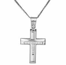 Γυναικείος λευκόχρυσος σταυρός Κ14 με αλυσίδα 033333C