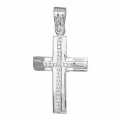 Γυναικείος σταυρός αρραβώνα σε λευκόχρυσο Κ14 με ζιργκόν 033335