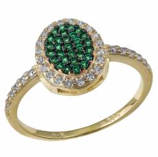 Χρυσό δαχτυλίδι Κ9 ροζέτα με πράσινες πέτρες 033358