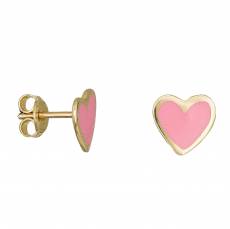 Παιδικά σκουλαρίκια 9Κ ροζ καρδούλες 033536