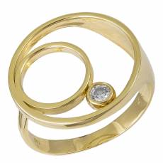 Χρυσό δαχτυλίδι Κ14 κύκλος με ζιργκόν 033569