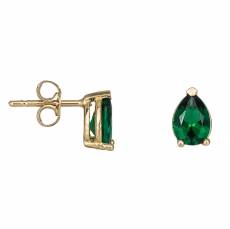 Γυναικεία σκουλαρίκια δάκρυ Κ14 με πράσινες πέτρες ζιργκόν 033577