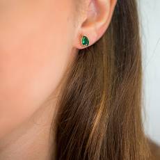 Γυναικεία σκουλαρίκια δάκρυ Κ14 με πράσινες πέτρες ζιργκόν 033577