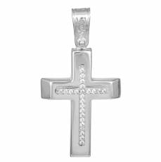 Βαπτιστικός σταυρός λευκόχρυσος Κ9 με ζιργκόν 033685
