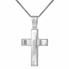 Ανδρικός σταυρός λευκόχρυσος Κ9 με αλυσίδα 033697C