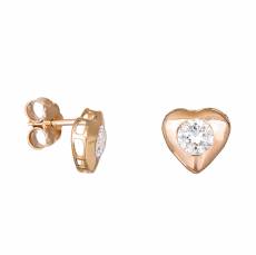 Σκουλαρίκια καρδιές ροζ gold K14 με ζιργκόν 033750