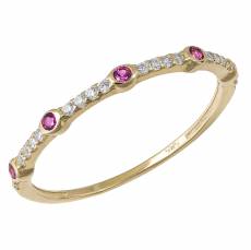 Χρυσό δαχτυλίδι σειρέ Κ14 με ροζ και λευκά ζιργκόν 033890
