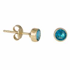 Παιδικά χρυσά σκουλαρίκια Κ9 με μπλε ζιργκόν 033924