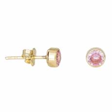 Χρυσά σκουλαρίκια Κ9 με ροζ πέτρα ζιργκόν  033925