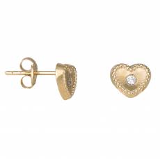 Παιδικά σκουλαρίκια με χρυσές καρδούλες Κ9 και ζιργκόν 033927