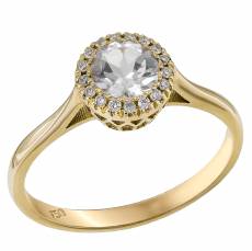 Χρυσό δαχτυλίδι Κ18 ροζέτα με μπριγιάν και Topaz 033951