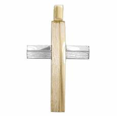Βαπτιστικός δίχρωμος σταυρός Κ14 για αγόρι 034046