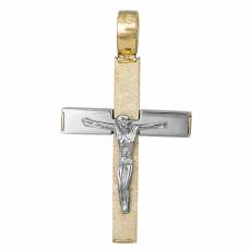 Ανδρικός σταυρός λουστρέ ματ Κ14 βαπτιστικός 034051