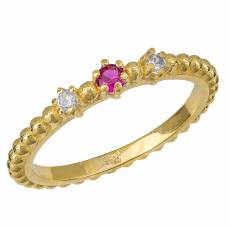 Γυναικείο χρυσό δαχτυλίδι Κ14 με κόκκινη πέτρα ζιργκόν 034240