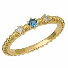 Γυναικείο χρυσό δαχτυλίδι Κ14 με aqua και ζιργκόν 034241