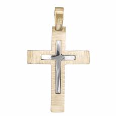 Βαπτιστικός σταυρός 14Κ σε διχρωμία χρυσού με λευκόχρυσο 034248
