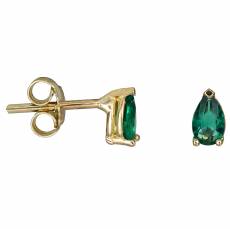 Γυναικεία χρυσά σκουλαρίκια Κ9 με πράσινο ζιργκόν σε δάκρυ 034266
