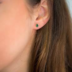Γυναικεία χρυσά σκουλαρίκια Κ9 με πράσινο ζιργκόν σε δάκρυ 034266