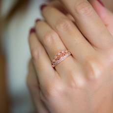 Δαχτυλίδι Στέμμα σε Ροζ Gold Κ14 με ζιργκόν 034297
