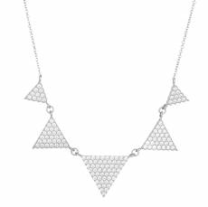 Λευκόχρυσο κολιέ Κ14 με τριγωνικά πετράτα μοτίφ 034361