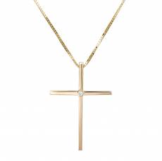 Χρυσό γυναικείος σταυρός 18 καρατίων με μπριγιάν 034381C