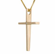 Χρυσό γυναικείος σταυρός 18 καρατίων με μπριγιάν 034381C