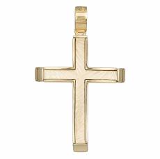 Ανδρικός χρυσός σταυρός διπλής όψης Κ14 για αρραβώνα 034411