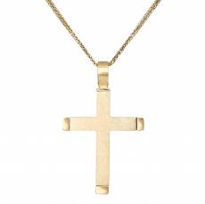 Βαπτιστικός σταυρός για αγόρι Κ14 ματ με αλυσίδα 034411C