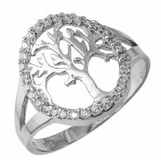 Γυναικείο δαχτυλίδι με το Δέντρο της Ζωής σε λευκόχρυσο Κ14 034547