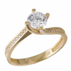 Γυναικείο χρυσό δαχτυλίδι Κ14 μονόπετρο με ζιργκόν 034617