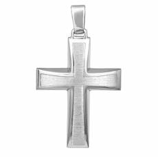 Λευκόχρυσος σταυρός βάπτισης Κ14 λουστρέ ματ για αγόρι  034754
