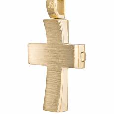 Χρυσός ζαγρέ σταυρός βάπτισης για αγοράκι Κ14 034761