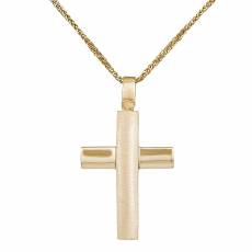 Βαπτιστικός σταυρός ζαγρέ λουστρέ Κ14 σετ με αλυσίδα 034776C