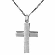 Βαπτιστικός σταυρός για αγόρι από λευκόχρυσο Κ14 με αλυσίδα 034779C
