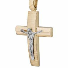 Βαπτιστικός σταυρός για αγοράκι Κ14 δίχρωμος 034780